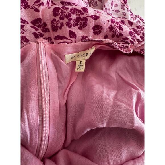 En Crème Pink Floral Open back Babydoll Dress Size S - Picture 5 of 5